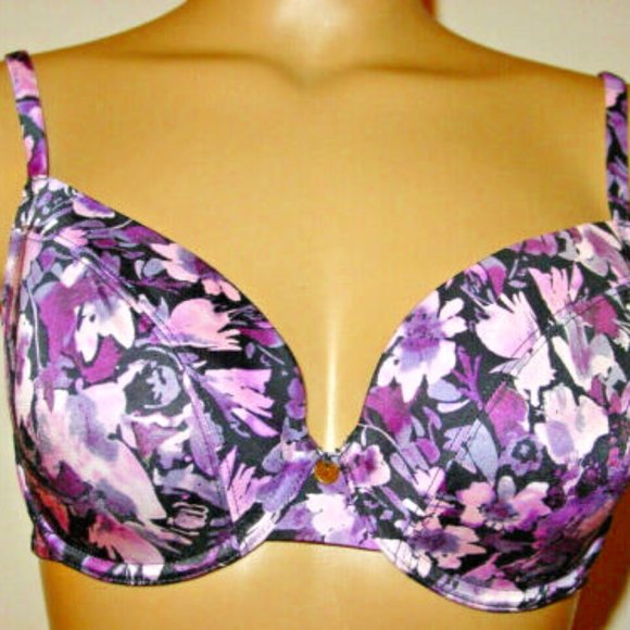 New Le Mystere Floral Print T Shirt Bra 34 D - Picture 1 of 2